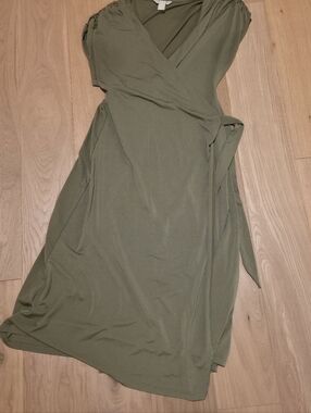 H&M Olive Green Midi Wrap Dress